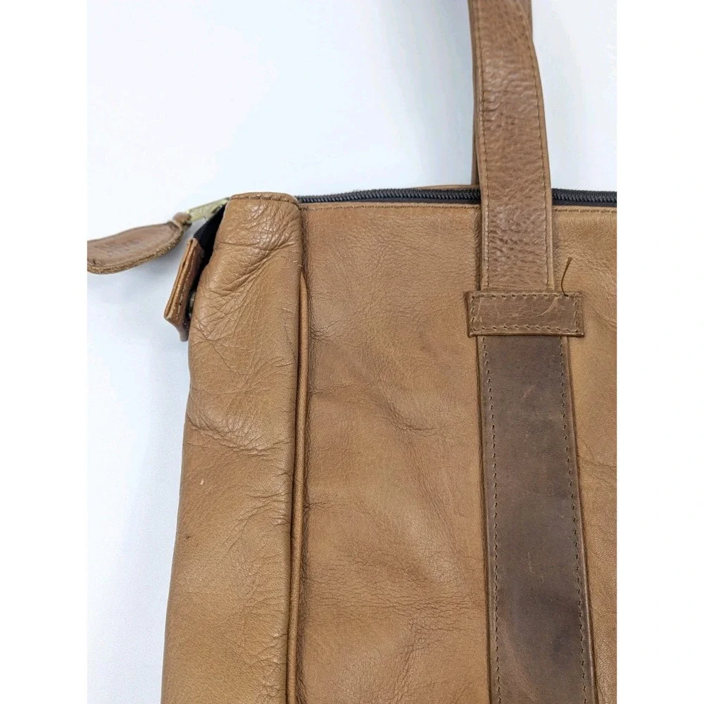 FRYE Gia Simple Leather Tote Hobo Shoulder Bag‎ Cognac Brown Large